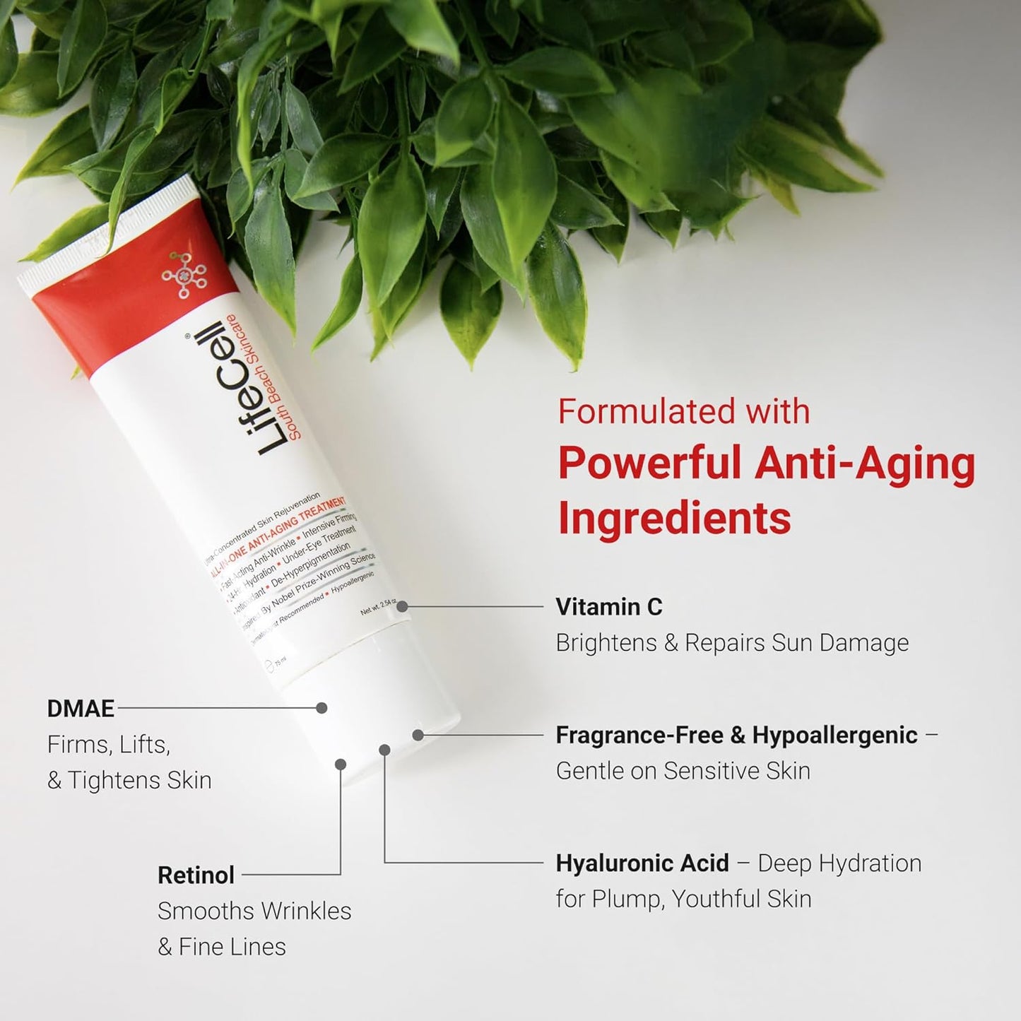 LifeCell All In One Anti-Aging Cream – Retinol, Vitamin C, DMAE, Hyaluronic (2.54oz)
