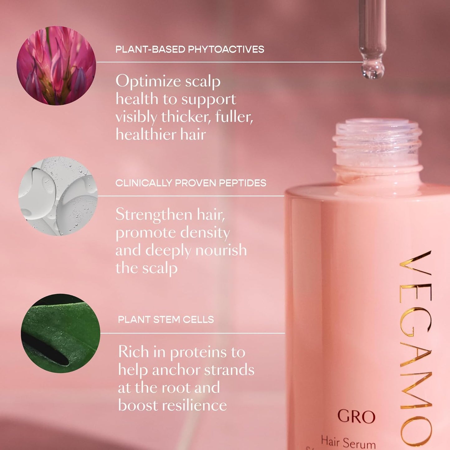 VEGAMOUR GRO Hair Serum 30ml – Thicker, Fuller Hair in 90 Days, Vegan
